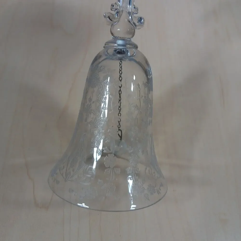 Vintage Navarre Crystal Bell by Fostoria Floral Embossed Clear 6